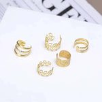 5 PCS Gold Adjustable Ear Cuffs Earrings for Women Girls Non-Piercing Cartilage Clip on Earrings Wrap Ear Jewelry Set