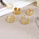 5 PCS Gold Adjustable Ear Cuffs Earrings for Women Girls Non-Piercing Cartilage Clip on Earrings Wrap Ear Jewelry Set