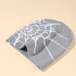 Men's Knit Hat With Personality Spider Web Pattern And Jacquard Design Street