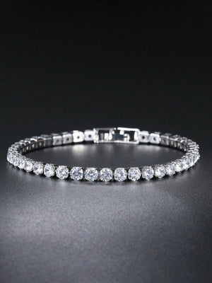 Nooxian 1 Men's Hip Hop Diamond Bracelet Sparkling Unisex Micropaved Zirconia Bracelet