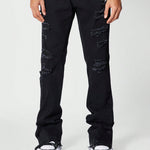 SUMWON Flare Fit Distressed Jean With Side Snaps