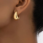 2pcs European And American Simple Minimalist Style Ccb Geometric Droplet Earrings Suitable For Women To Wear Daily