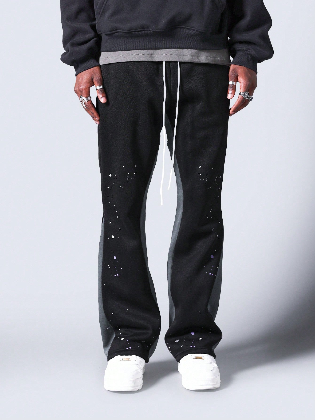 SUMWON Flare Fit Jogger With Splatter Paint