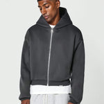 SUMWON Crop Fit Essential Zip Through Hoodie