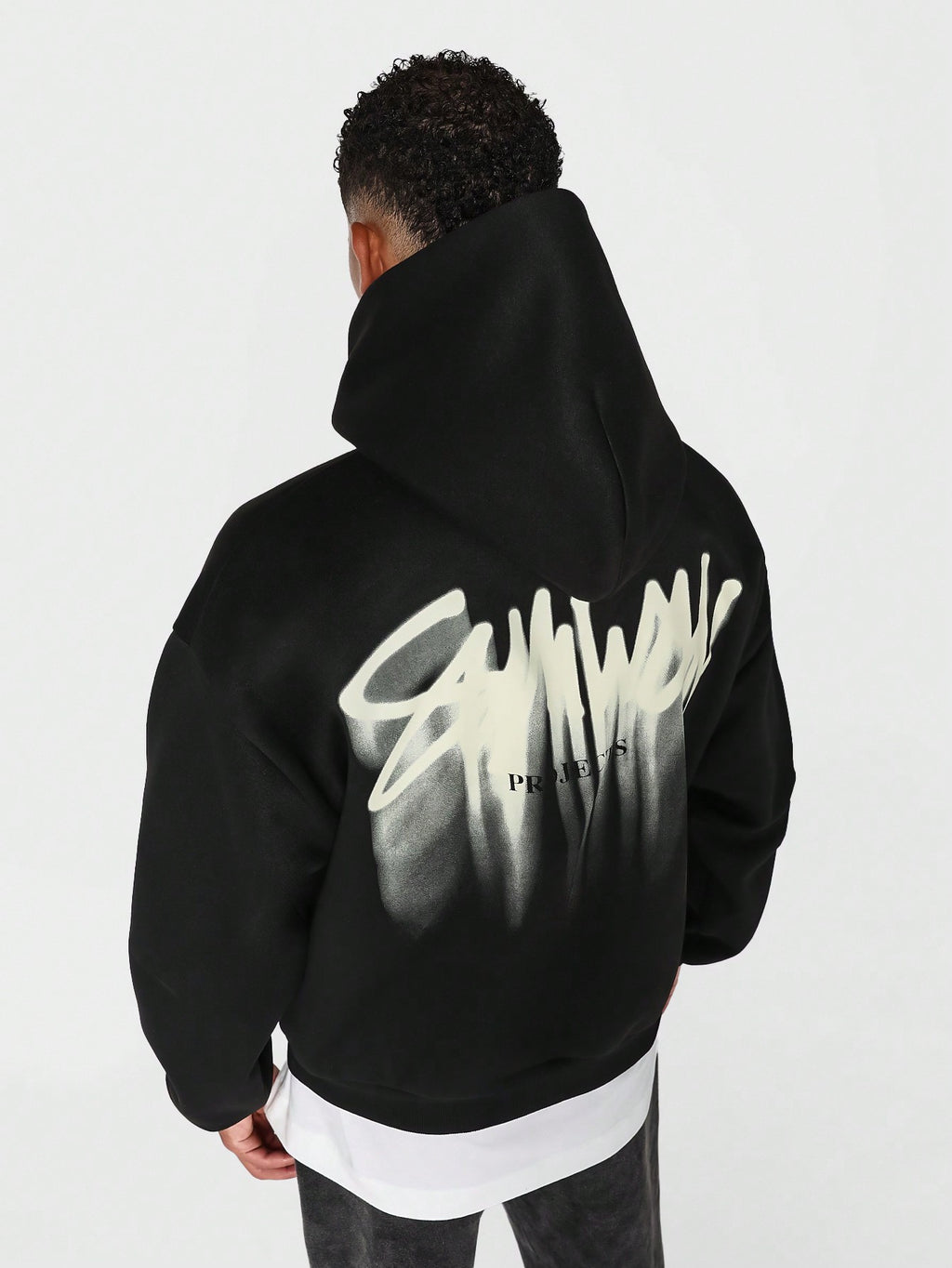 SUMWON Overhead Hoodie With Back Graffiti Graphic Print