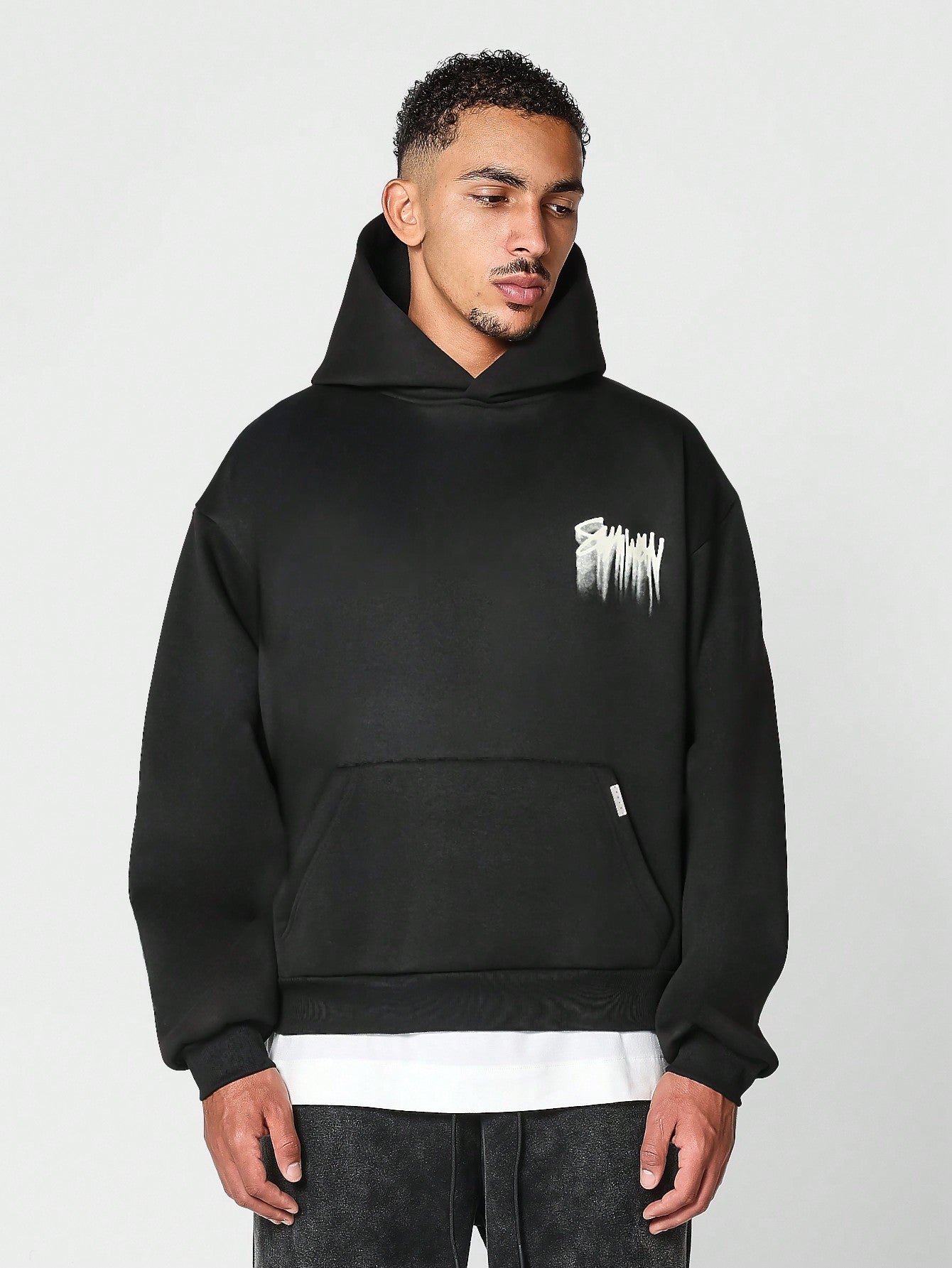 SUMWON Overhead Hoodie With Back Graffiti Graphic Print