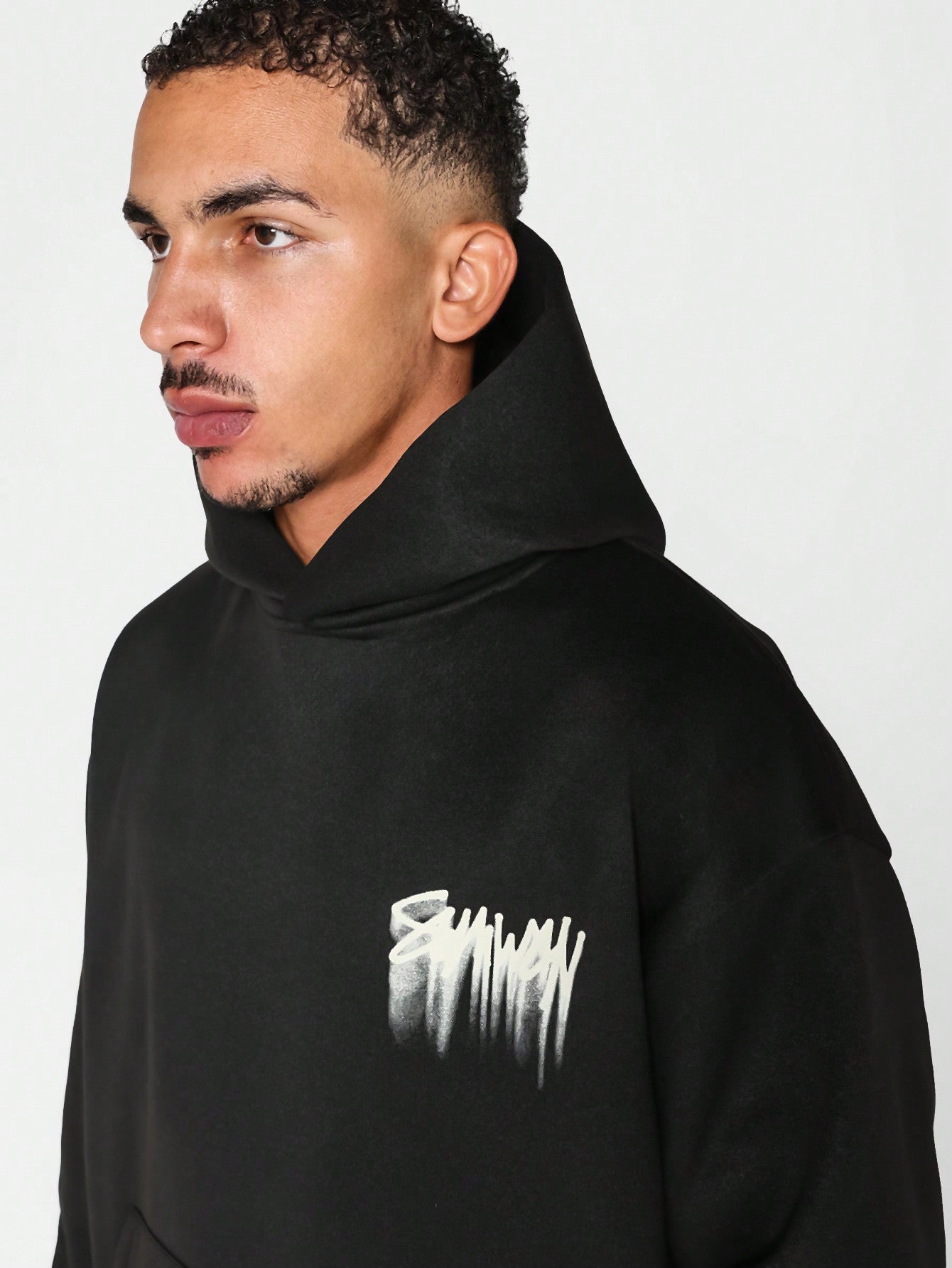 SUMWON Overhead Hoodie With Back Graffiti Graphic Print