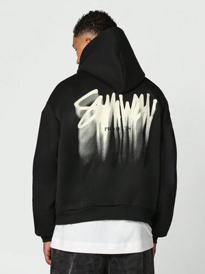 SUMWON Overhead Hoodie With Back Graffiti Graphic Print