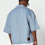 SUMWON Boxy Fit Revere Collar Denim Shirt