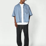 SUMWON Boxy Fit Revere Collar Denim Shirt