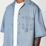 SUMWON Boxy Fit Revere Collar Denim Shirt