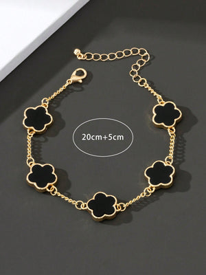 1pc Fashion Stylish Classic Design Lucky Clover Men's Bracelet (Black Needs Peeling Off Film)