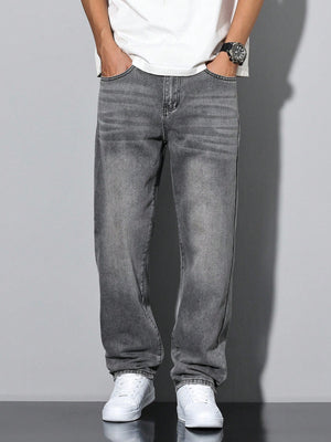 Men's Casual Washed Straight Leg Jeans