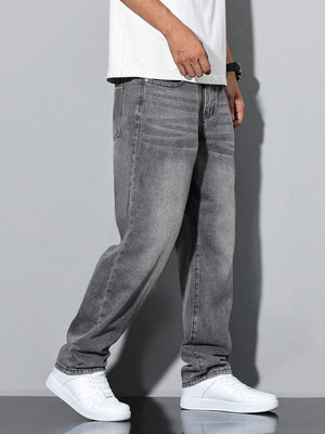 Men's Casual Washed Straight Leg Jeans