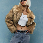 MISSGUIDED Long Collar Faux Fur Crop Jacket