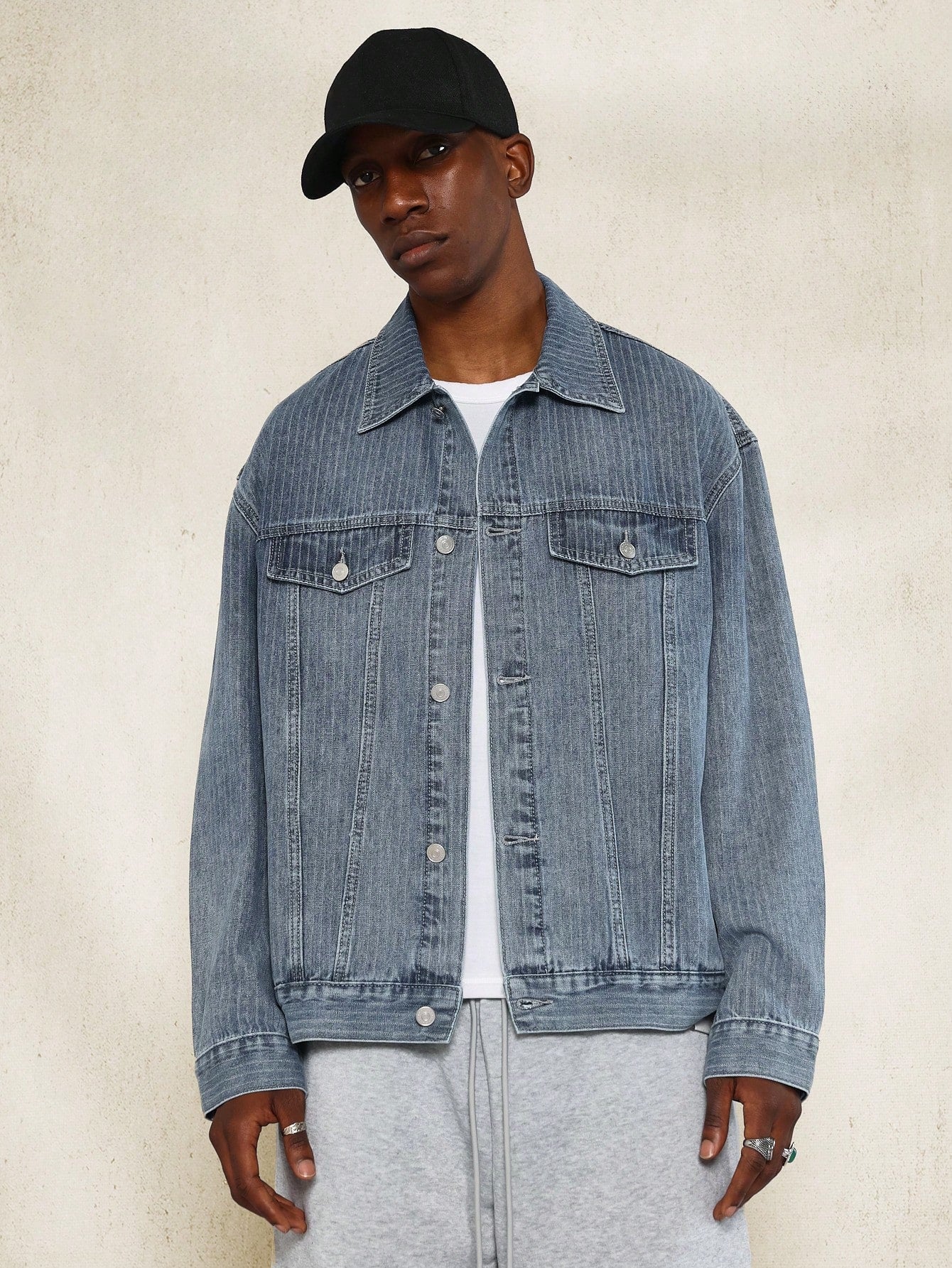 SUMWON Washed Pinstripe Denim