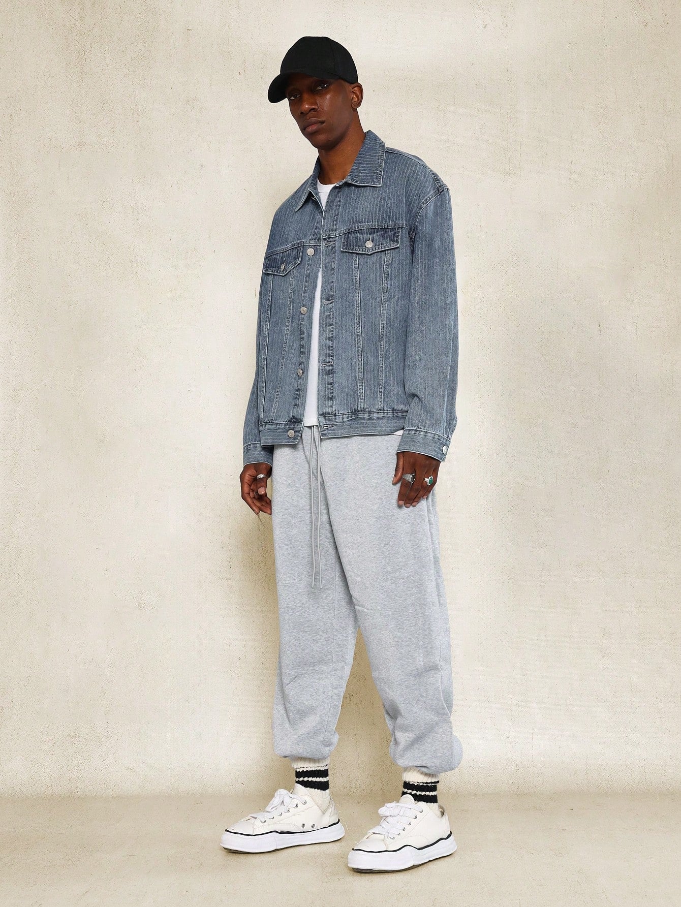 SUMWON Washed Pinstripe Denim