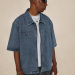 SUMWON Zip Through Denim Shirt With Back Branded Label