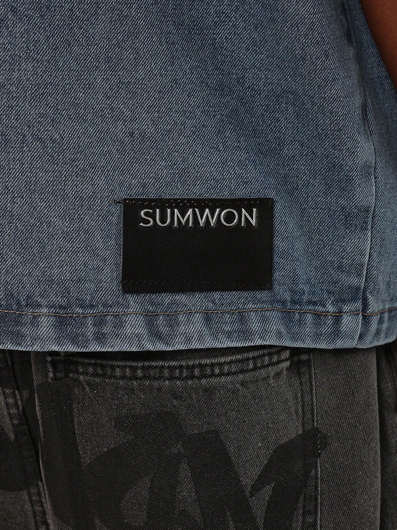 SUMWON Zip Through Denim Shirt With Back Branded Label