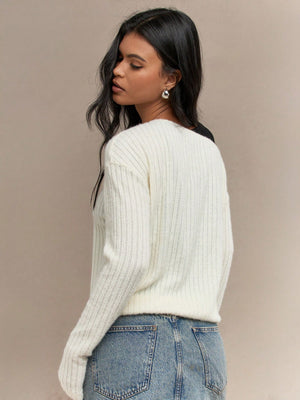 MISSGUIDED Wool Woven One Shoulder Long Sleeves Thumbhole Detail Sweater