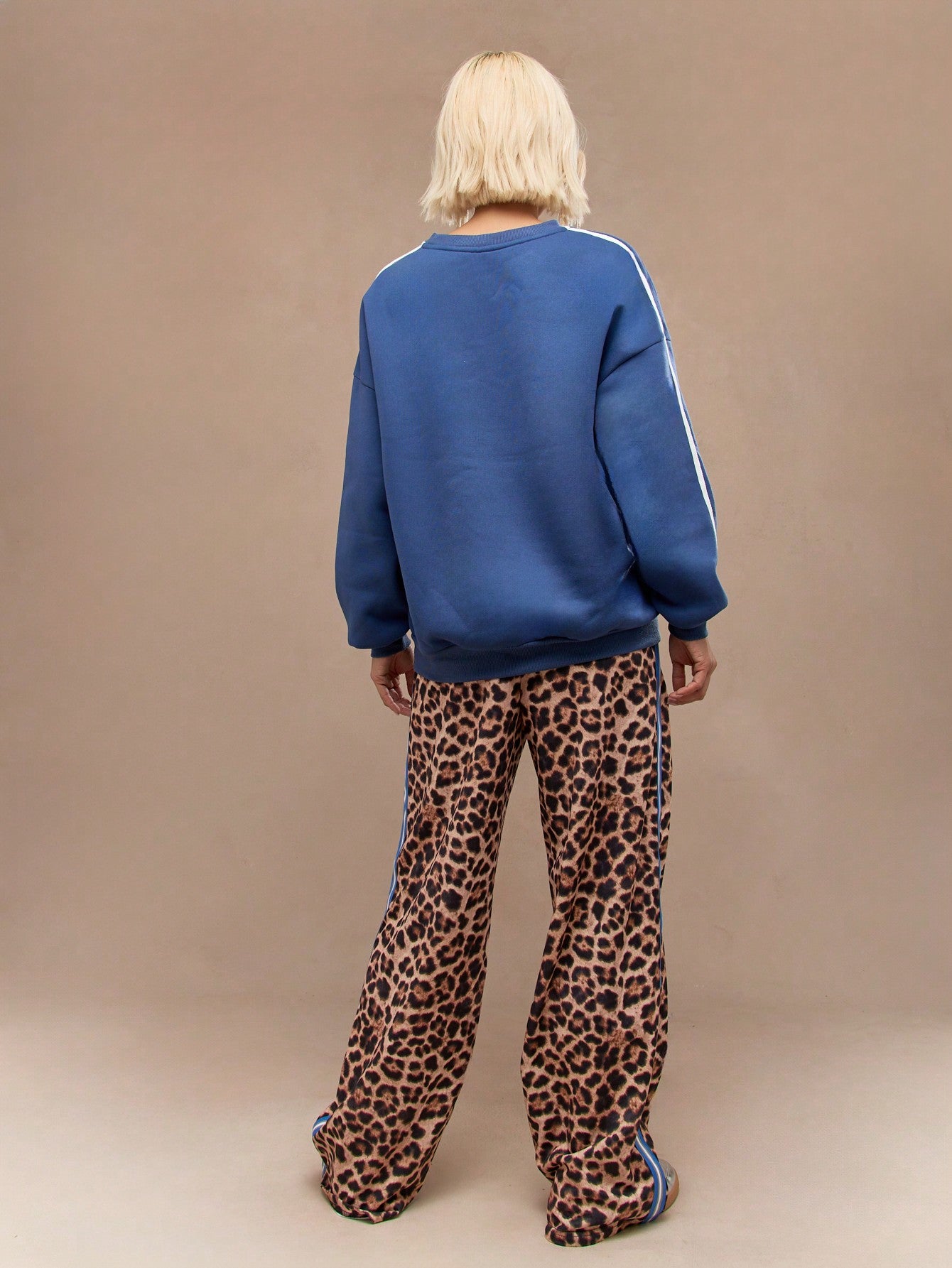 MISSGUIDED Leopard Print Side Stripe Wide Leg Pants With Drawstrings