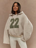 MISSGUIDED Fall/Winter Warm Color Block "22" Number Fleece Oversized Hoodie For Cold Weather