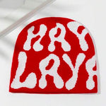 1pc Women`S Intarsia Two-Tone Letter Pattern Knit Beanie Hat, Warm Outfit For Autumn/Winter