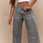 MISSGUIDED Washed Denim Wide Leg Jeans