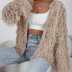 BAE Women Casual Solid Color Open Front Loop Knit Cardigan