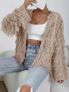 BAE Women Casual Solid Color Open Front Loop Knit Cardigan