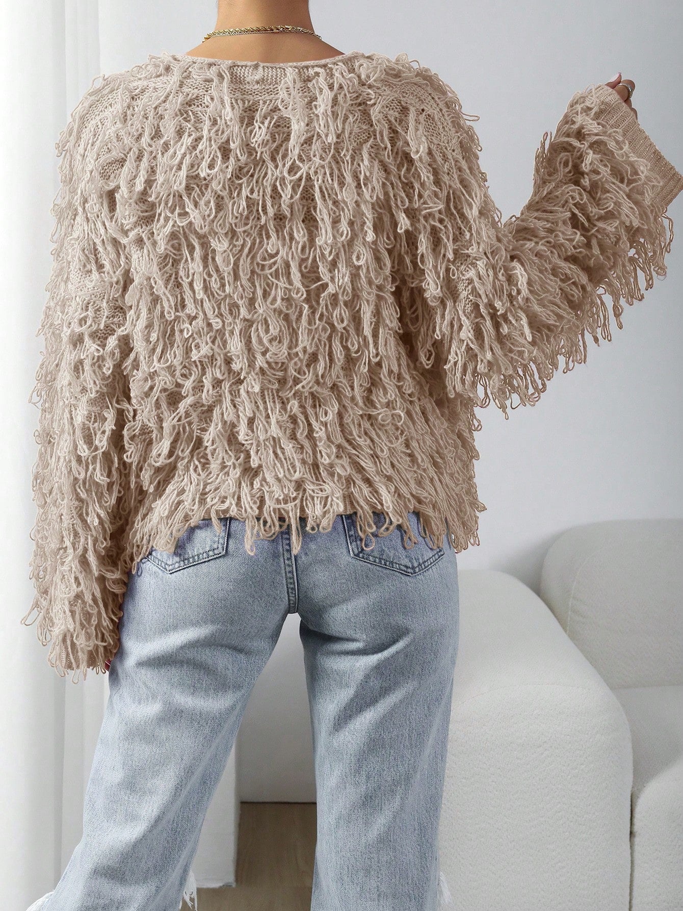 BAE Women Casual Solid Color Open Front Loop Knit Cardigan