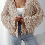 BAE Women Casual Solid Color Open Front Loop Knit Cardigan