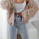 BAE Women Casual Solid Color Open Front Loop Knit Cardigan