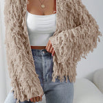 BAE Women Casual Solid Color Open Front Loop Knit Cardigan