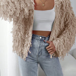 BAE Women Casual Solid Color Open Front Loop Knit Cardigan