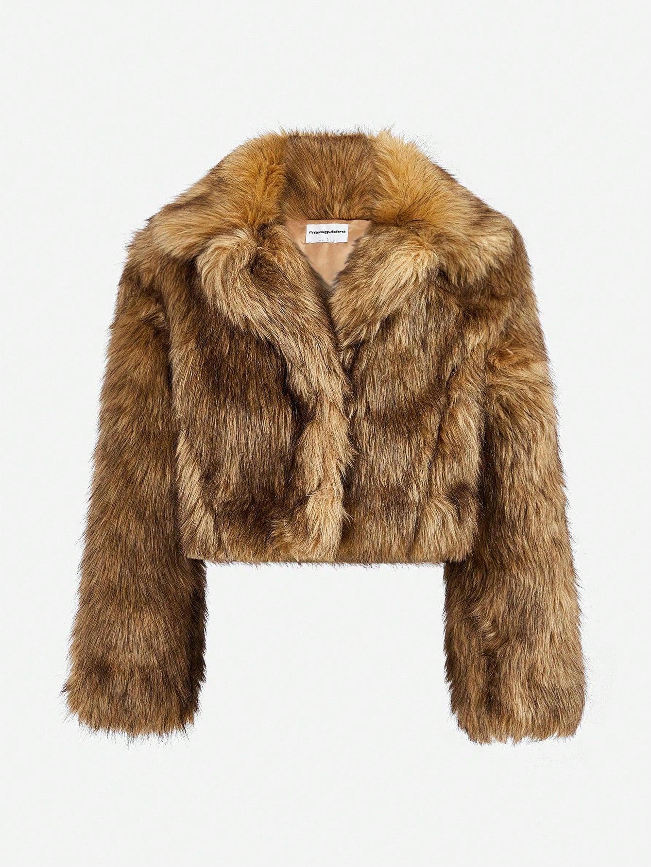 MISSGUIDED Long Collar Faux Fur Crop Jacket